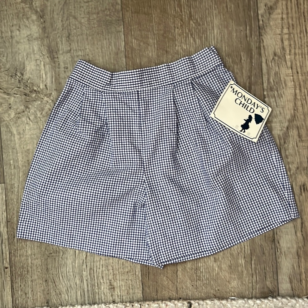 NWT Monday’s Child Gingham Blue and White Shorts Size 3